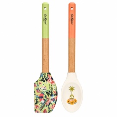 Cath Kidston Painted Table Silicone & Wood Utensil Set of 2 Cath Kidston Painted Table Silicone & Wood Utensil Set of 2