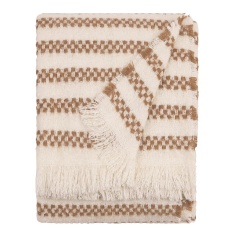 HOEM Clyne Stripe Tassled Throw 130x180cm - Brown HOEM Clyne Stripe Tassled Throw 130x180cm - Brown
