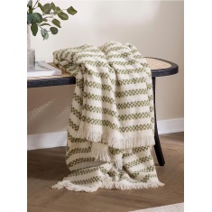 HOEM Clyne Strpe Tassled Throw 130x180cm - Olive HOEM Clyne Strpe Tassled Throw 130x180cm - Olive