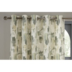 Sundour Bamford Abstract Lined Eyelet Curtains - Fennel