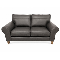 The Lounge Co Penelope 2.5 Seater Sofa in Regal Charcoal Leather With Vintage Oak Tapered Legs