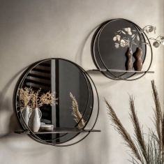 Gallery Direct Winslow Large Mirror & Integrated Shelf 58cm - Black