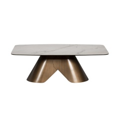 Davos Coffee Table - Brushed Bronze/White Marble