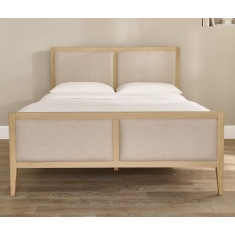 Illinois Upholstered High Foot End Bedframe - Oak/Cream