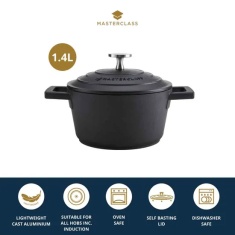 Masterclass Cast Aluminium Casserole Dish 16cm - Black