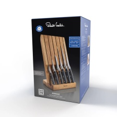 Robert Welch Professional Angle Oak Knife Block Set of 6 Knives