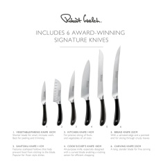 Robert Welch Signature Black Knife Block Set with Sharpener