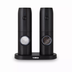 Tower Rechargeable Salt & Pepper Mill - Black