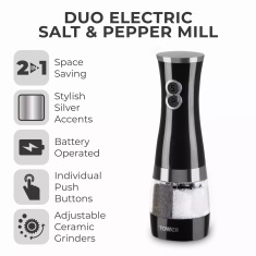 Tower Duo Electric Salt & Pepper Mill - Black