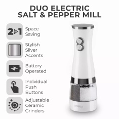 Tower Duo Electric Salt & Pepper Mill - White