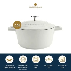 Masterclass Cast Aluminium Casserole Dish 20cm - Cream