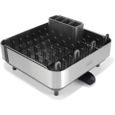Joseph Joseph Extend Steel Plus Dish Drainer With Wine Glass Rack - Black