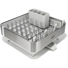 Joseph Joseph Extend Steel Plus Dish Drainer with Wine Glass Rack - Light Stone