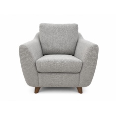 G Plan Vintage Martha Chair in Basketweave Heather Fabric with Walnut Show Wood