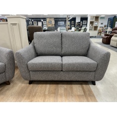 G Plan Vintage 2 Seater Sofa in Basketweave Heather Fabric with Walnut Show Wood