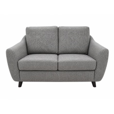 G Plan Vintage 2 Seater Sofa in Basketweave Heather Fabric with Walnut Show Wood