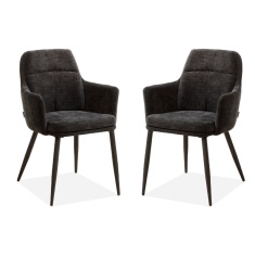 Annie Upholstered Dining Armchair (Pair) - Miami Black Fabric Annie Upholstered Dining Armchair (Pair) - Miami Black Fabric