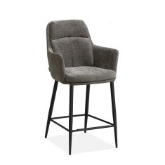 Annie Upholstered Barstool (Pair) - Miami Ash Fabric Annie Upholstered Barstool (Pair) - Miami Ash Fabric