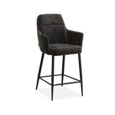 Annie Upholstered Barstool (Pair) - Miami Black Fabric Annie Upholstered Barstool (Pair) - Miami Black Fabric