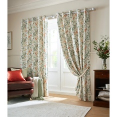 Laura Ashley Old Castle Leaves Eyelet Curtains - Fern Green