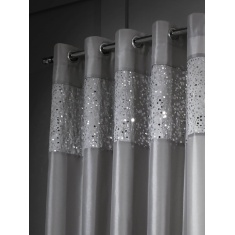 Catherine Lansfield Glitzy Lined Eyelet Curtains - Grey