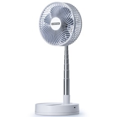 Status 8-inch Telescopic Folding USB Rechargeable Desk & Floor Fan - White