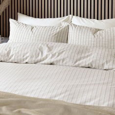 Helena Springfield Calico & Chalk Tranquil Check Duvet Set - Linen Helena Springfield Calico & Chalk Tranquil Check Duvet Set - Linen