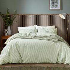 Helena Springfield Calico & Chalk Twill Stripe Duvet Set - Green Helena Springfield Calico & Chalk Twill Stripe Duvet Set - Green