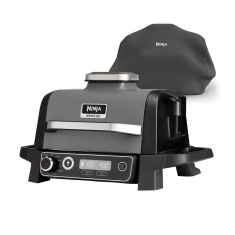 Ninja OG703UK Outdoor Woodfire Electric BBQ Grill & Smoker with Cover - Black