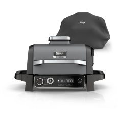 Ninja OG703UK Outdoor Woodfire Electric BBQ Grill & Smoker with Cover - Black