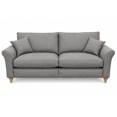 Parker Knoll Hazel Grand Sofa in Zahara Pewter Fabric With Vintage Oak Leg