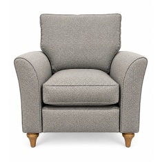 Parker Knoll Hazel Chair in Zahara Pewter Fabric With Vintage Oak Leg