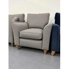 Parker Knoll Hazel Chair in Zahara Pewter Fabric With Vintage Oak Leg