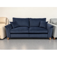 Parker Knoll Rowan Grand Sofa in Combarro Midnight Fabric With Vintage Oak Leg