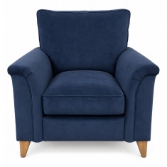 Parker Knoll Rowan Chair in Combarro Midnight Fabric With Vintage Oak Leg