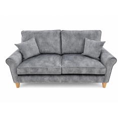 Alstons Paulina 3 Seater Sofa in Armour Jewel Velvet Plain Fabric With Light Feet & Scatter Cushions