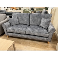Alstons Paulina 3 Seater Sofa in Armour Jewel Velvet Plain Fabric With Light Feet & Scatter Cushions