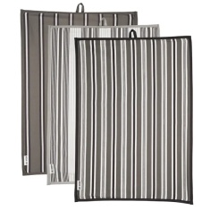 Captivate Luxe Tea Towels Set of 3 - Grey Stripe
