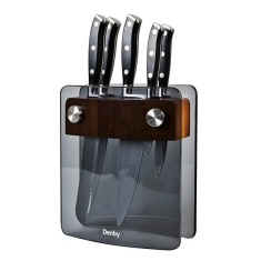 Denby Smoked Glass 5 Piece Knife Block