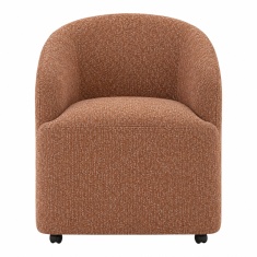 Quake Upholstered Roller Chair - Rust Boucle Fabric