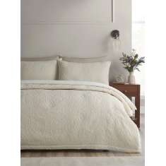 Catherine Lansfield Amelia Jacquard Bedspread 220x230cm - Cream