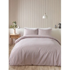Catherine Lansfield Blush Stripe Brushed Duvet Set - Pink