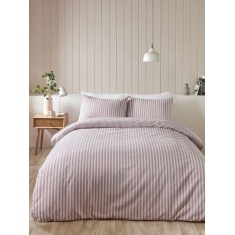 Catherine Lansfield Blush Stripe Brushed Duvet Set - Pink