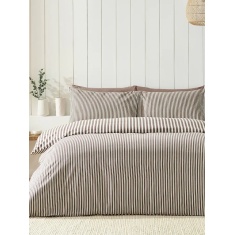 Catherine Lansfield Chocolate Stripe Brushed Duvet Set - Brown