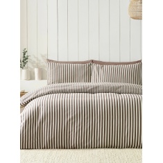 Catherine Lansfield Chocolate Stripe Brushed Duvet Set - Brown
