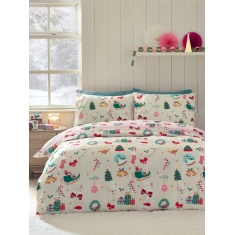 Catherine Lansfield Christmas Happy Holidays Duvet Set - Pink