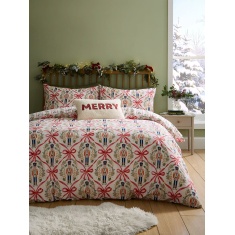 Catherine Lansfield Christmas Nutcracker Bows Duvet Set - Natural