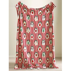 Catherine Lansfield Christmas Vintage Stripe Throw 130x170cm - Red
