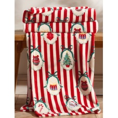 Catherine Lansfield Christmas Vintage Stripe Throw 130x170cm - Red