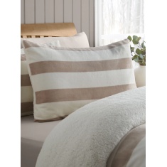 Catherine Lansfield Cosy Sherpa Stripe Duvet Set - Natural
